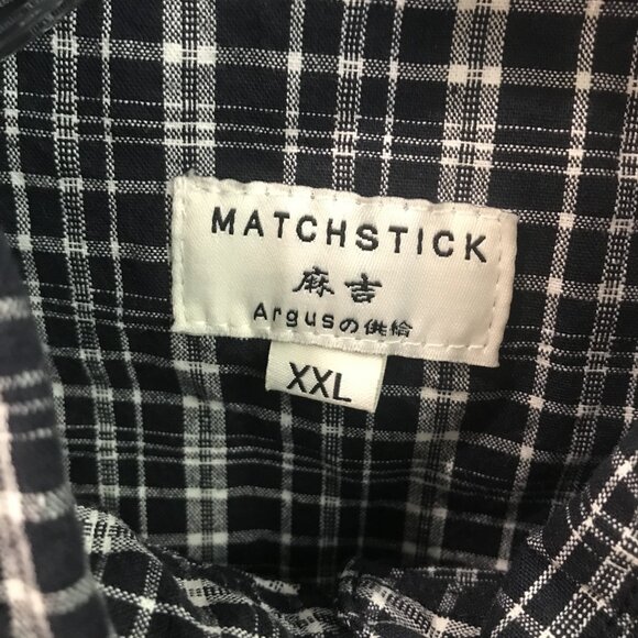 Matchstick Shirt Mens 2XL Black White Plaid Western Button Up Long Sleeve Cotton - Picture 3 of 12